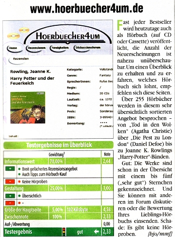 Artikel ber das Hoerbuecher4um in der Computer Bild